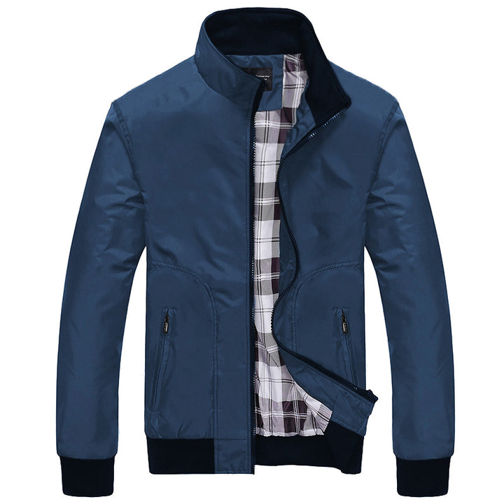 Lightweight transitional jacket for men with a high collar and practical zip pockets Lune London