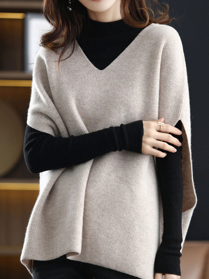 Lune London | Women's Casual V-Neck Knit Vest Solid Color Layer