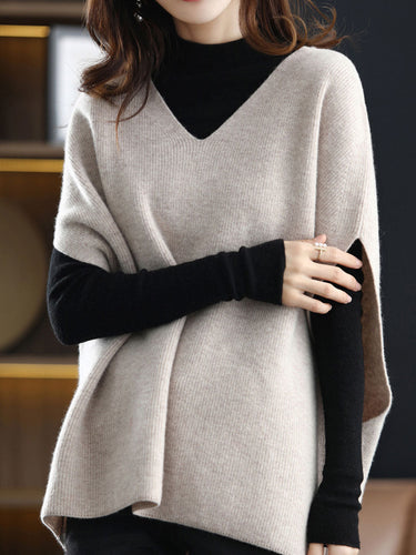 Lune London | Women's Casual V-Neck Knit Vest Solid Color Layer