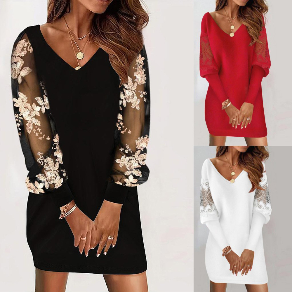 Lune London | Black flower dress with mesh sleeves