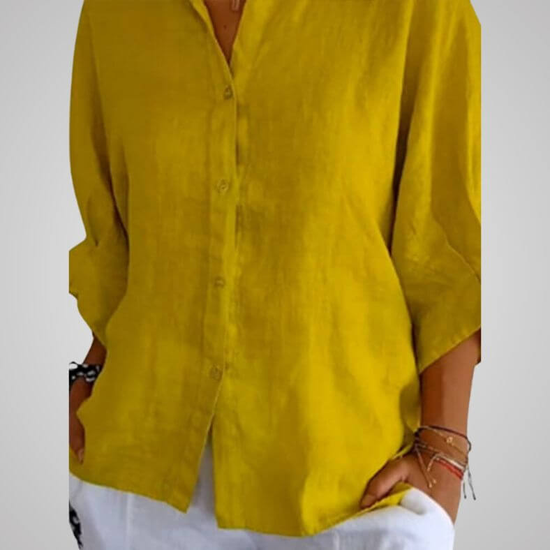 Lune London | Casual shirt with loop closure Made of cotton and linen for women
