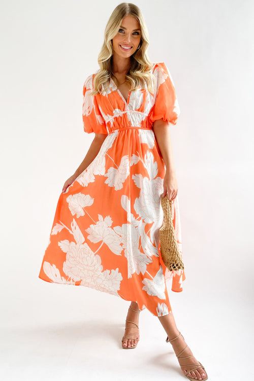 Lune London | Real Love Print Puff Sleeve Maxi Dress