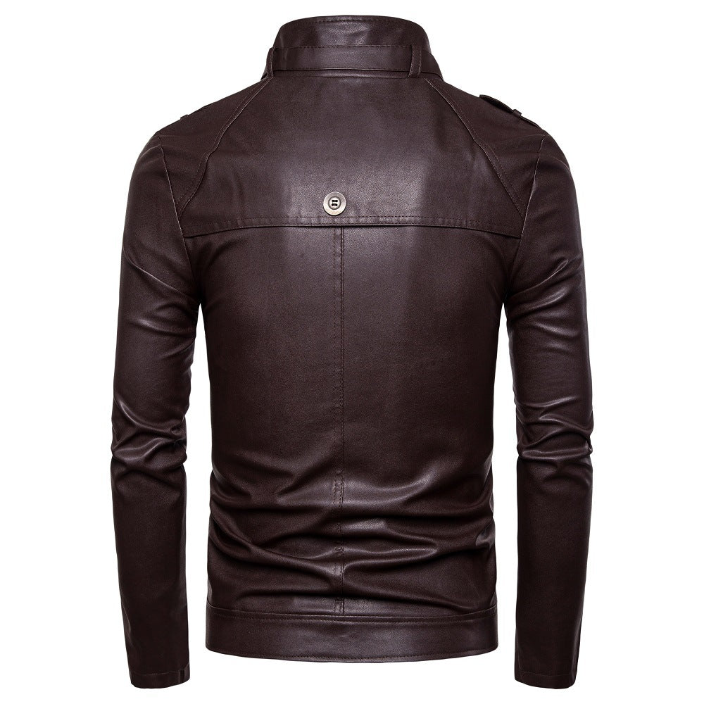Men's faux leather jacket with asymmetrical zipper and quilted seams Lune London