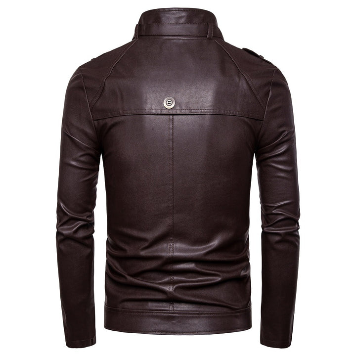 Men's faux leather jacket with asymmetrical zipper and quilted seams Lune London