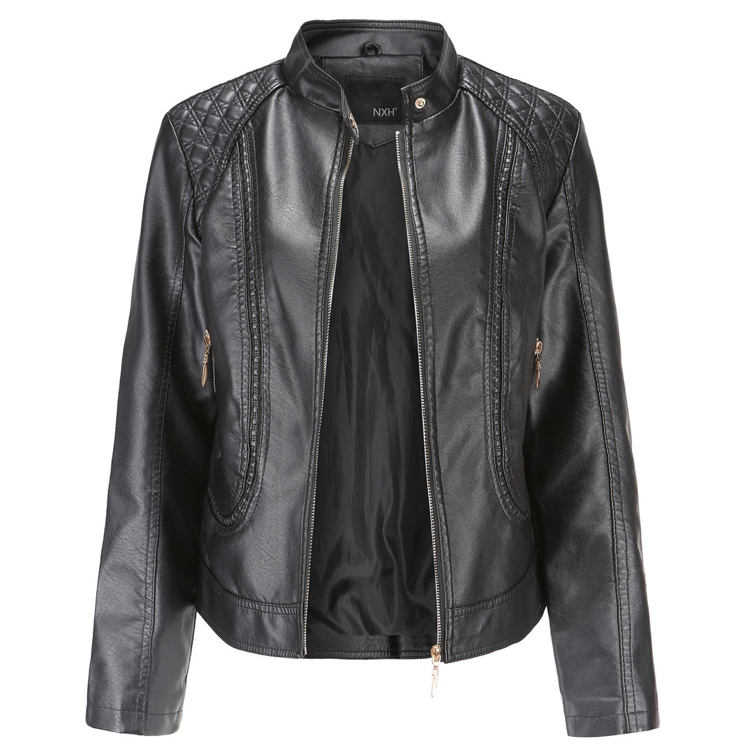 Women's faux leather jacket with trendy stitching details Lune London