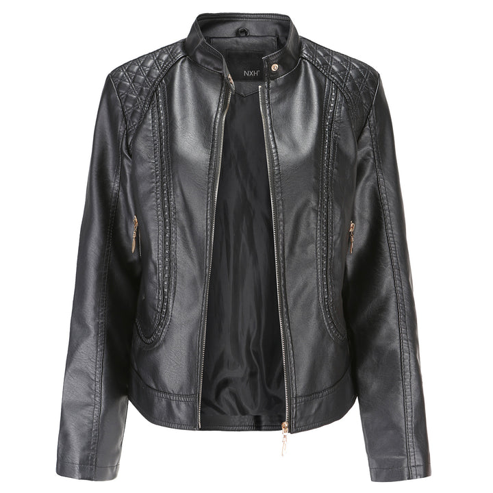 Women's faux leather jacket with trendy stitching details Lune London