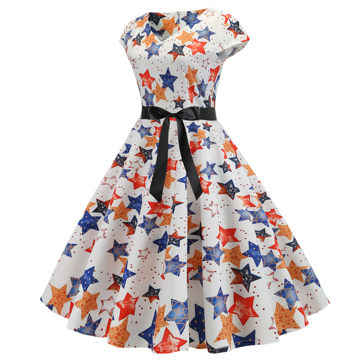 Robe swing pour femmes avec décolleté en V profond et jupe volumineuse Chic & Stil
