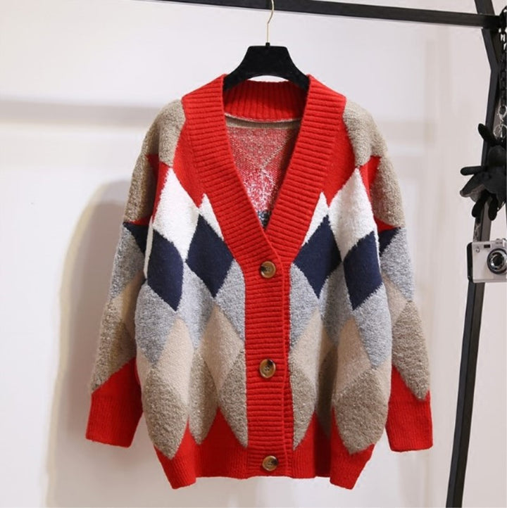 Cardigan pour femmes à motifs avec boutons et décolleté en V Chic & Stil