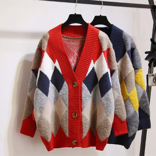 Cardigan pour femmes à motifs avec boutons et décolleté en V Chic & Stil