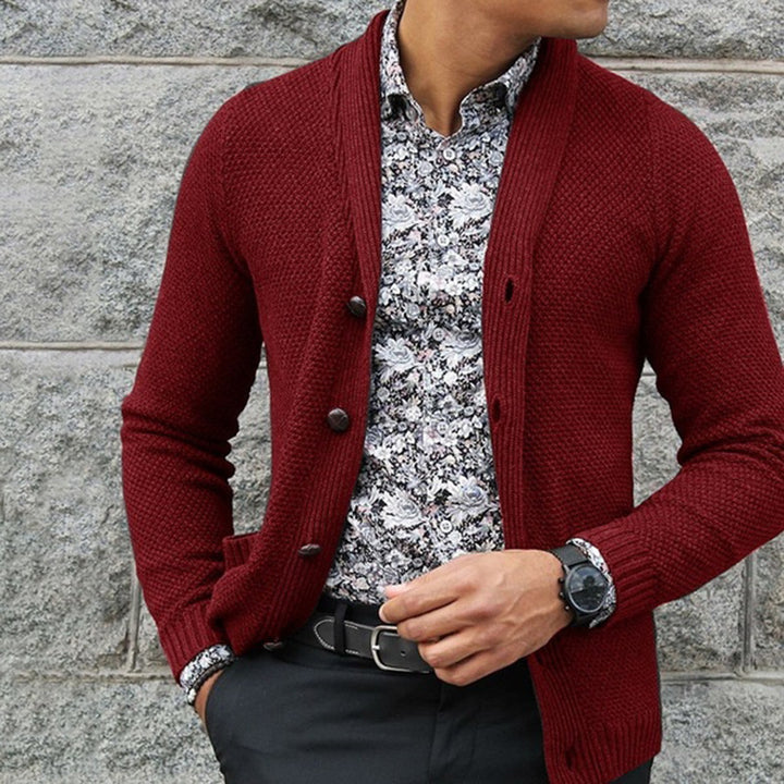 Men's knitted jacket with elegant button details and a structured texture Lune London