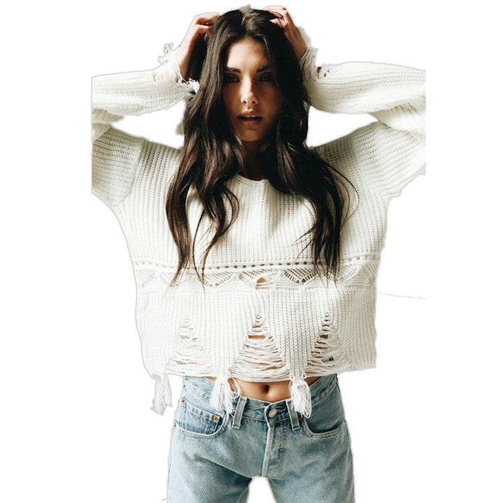 Ladies' sweater with casual fringe design Lune London