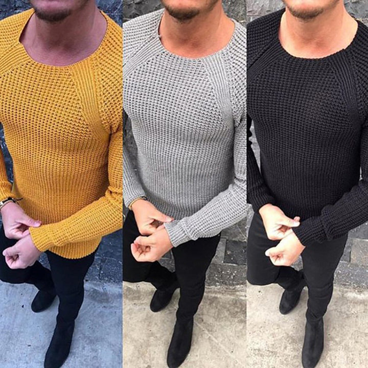 Fine knit sweater for men with structured wavy pattern and round neck Lune London