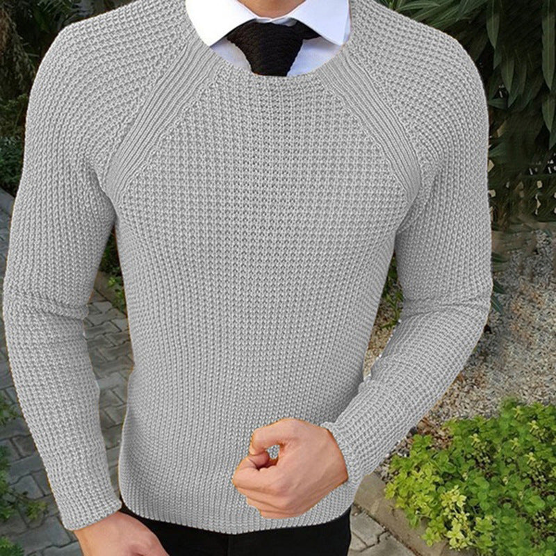 Fine knit sweater for men with structured wavy pattern and round neck Lune London