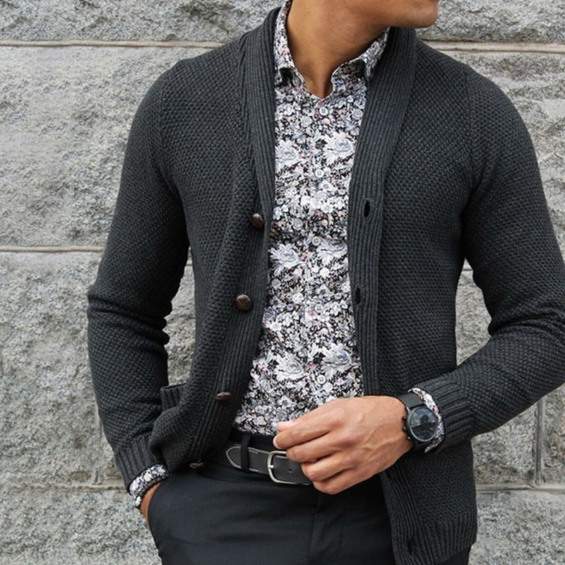 Men's knitted jacket with elegant button details and a structured texture Lune London