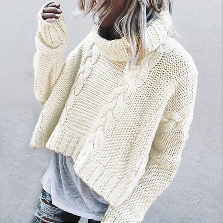 Thick knit sweater for women with textured turtleneck and plus size cut Lune London