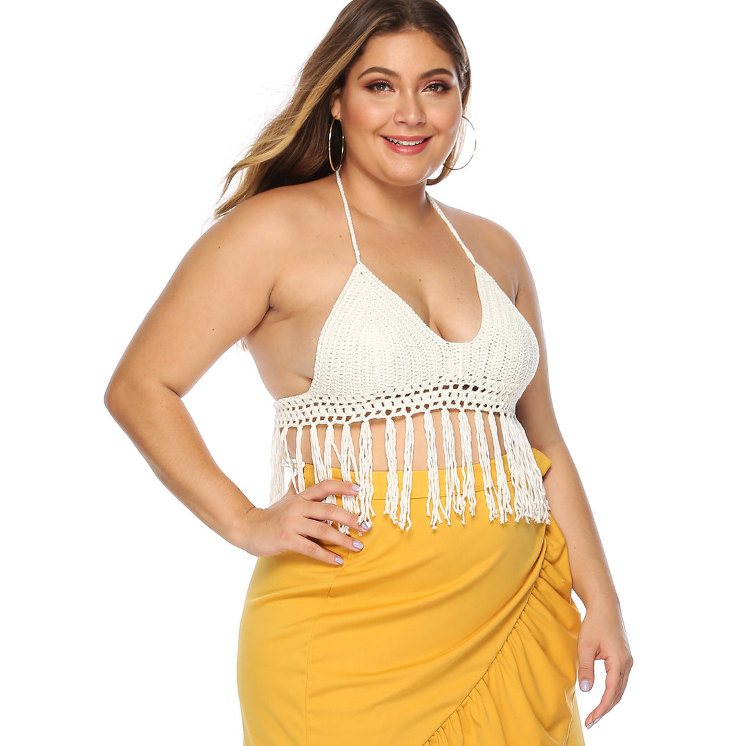 Women Bohemian Chic Fringe Crochet Top