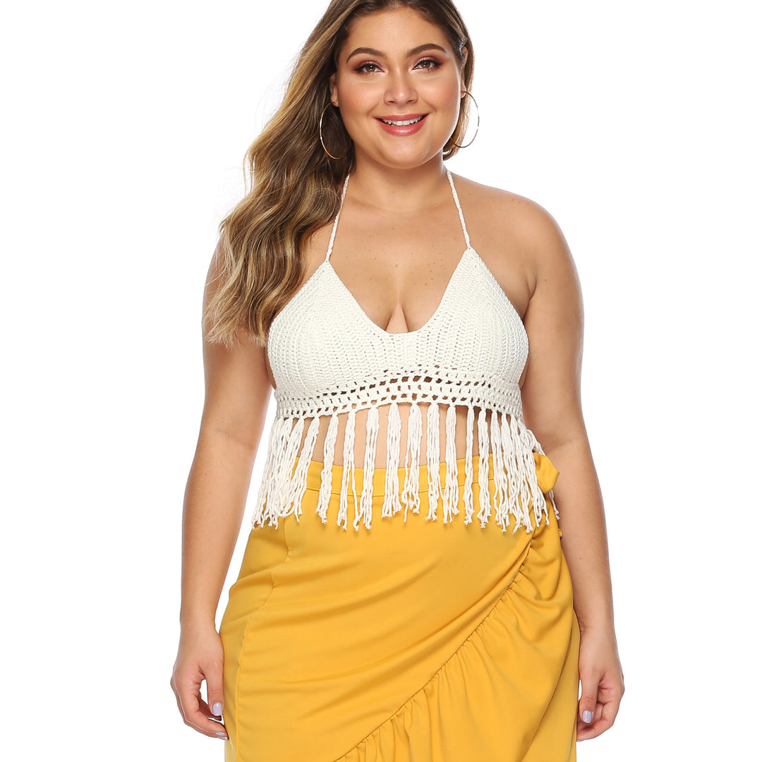 Women Bohemian Chic Fringe Crochet Top