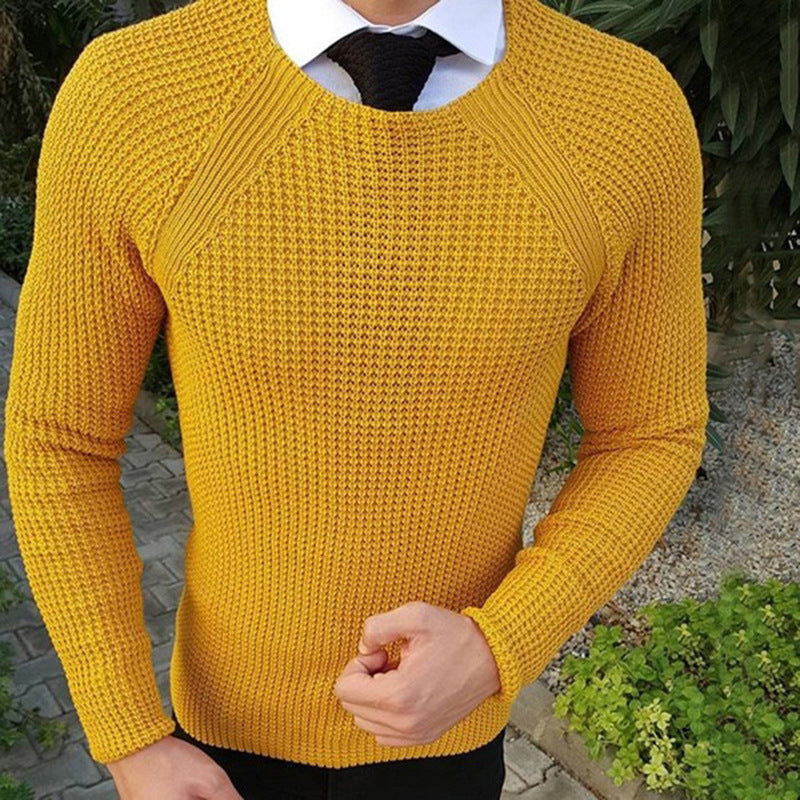 Fine knit sweater for men with structured wavy pattern and round neck Lune London
