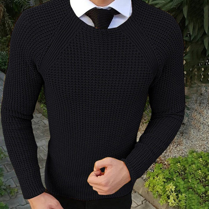 Fine knit sweater for men with structured wavy pattern and round neck Lune London