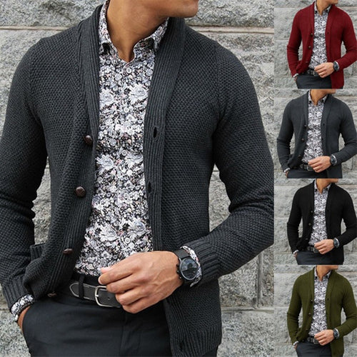 Men's knitted jacket with elegant button details and a structured texture Lune London