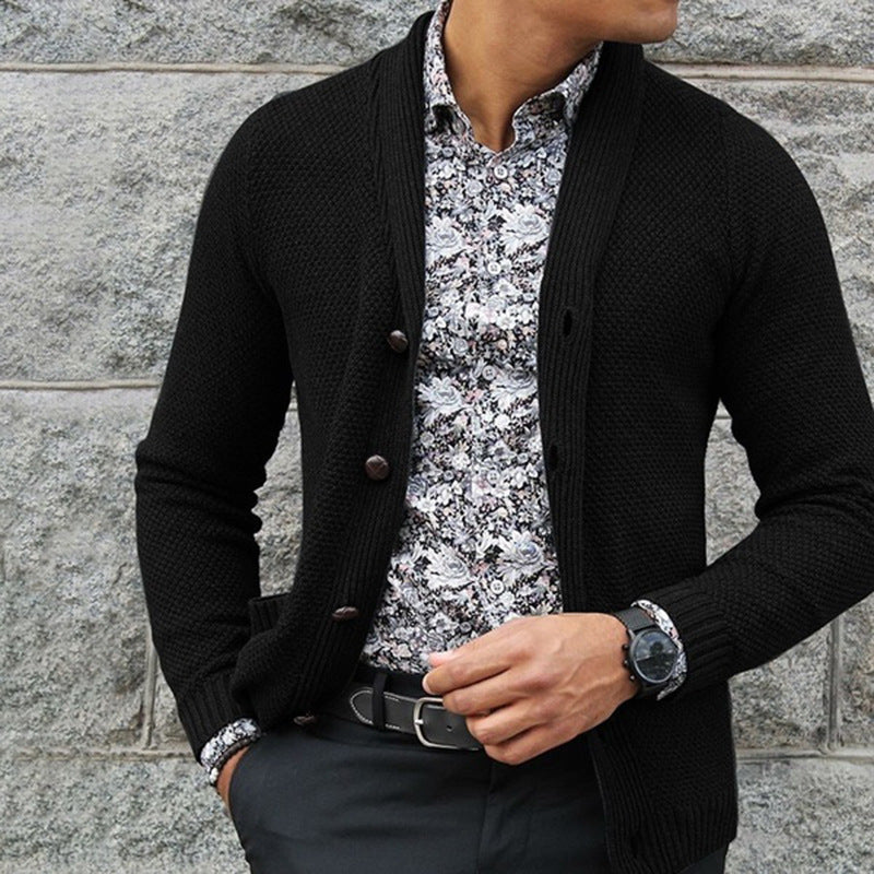 Men's knitted jacket with elegant button details and a structured texture Lune London