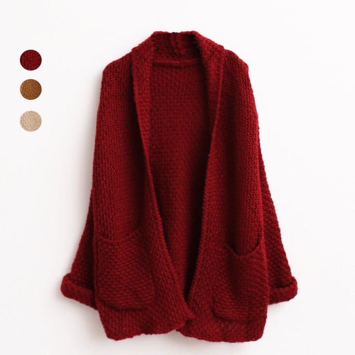 Gilet en tricot épais pour femmes avec bords bruts et poches pratiques Chic & Stil