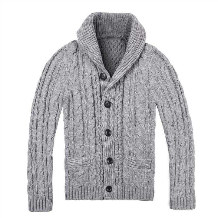 Men's knit jacket with an elegant cable pattern and practical pockets Lune London