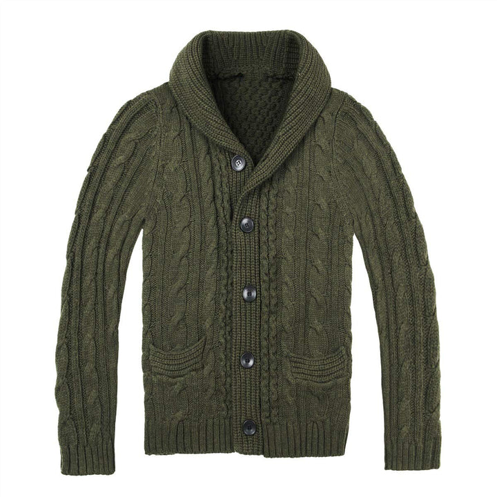 Men's knit jacket with an elegant cable pattern and practical pockets Lune London