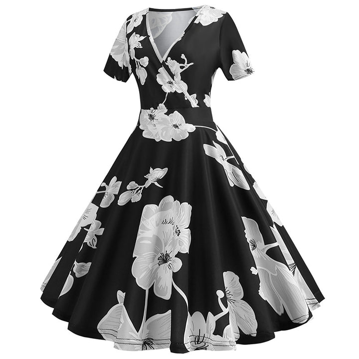 Robe portefeuille pour femmes avec motif floral et élégante encolure en V Chic & Stil