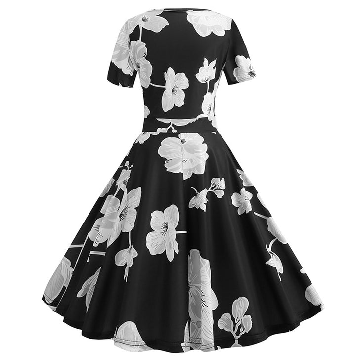 Robe portefeuille pour femmes avec motif floral et élégante encolure en V Chic & Stil