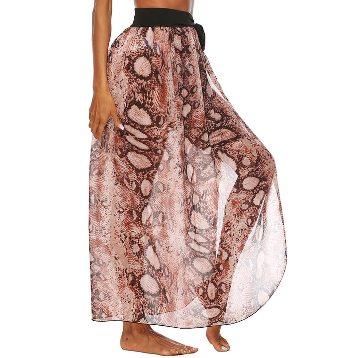 Lune London women's sheer fabric snake print beach skirt