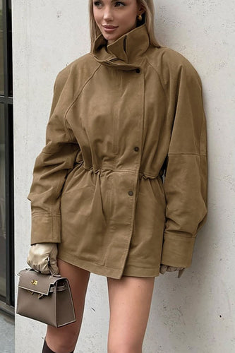 Lune London | Neck buckle waist suede jacket
