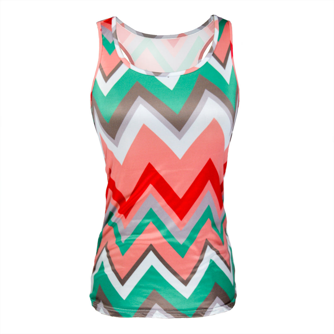 Women's casual summer top with graphic zigzag design and wide straps Lune London