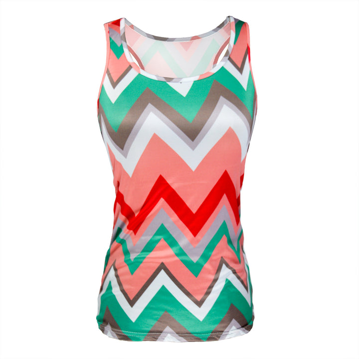 Women's casual summer top with graphic zigzag design and wide straps Lune London