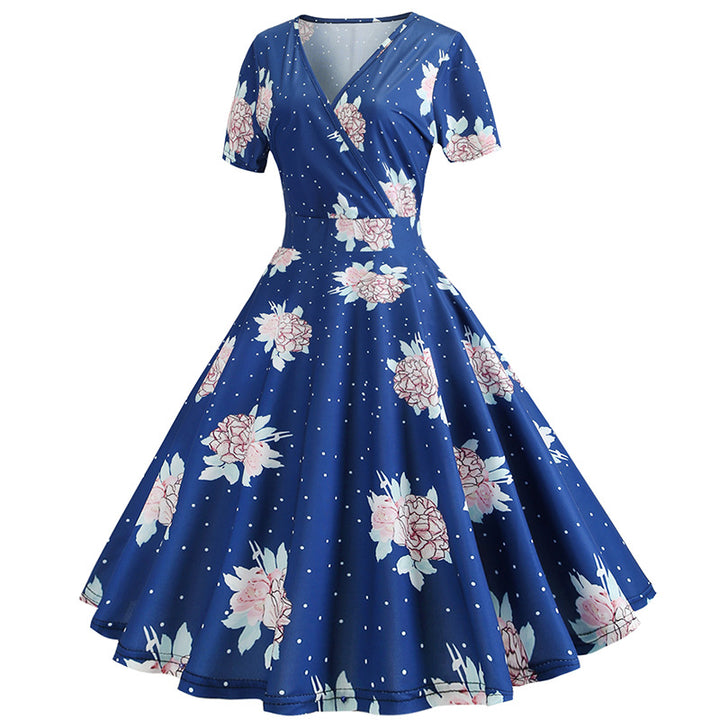 Robe portefeuille pour femmes avec un design floral et des pois Chic & Stil