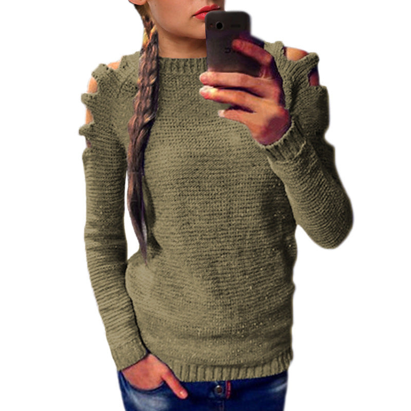 Fashionable knitted sweater for women with off-shoulder and refined details Lune London