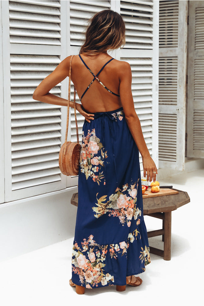Robe maxi femme avec accents floraux et look élégant enroulé Chic & Stil