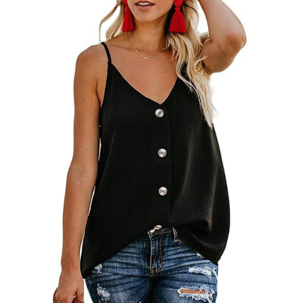 Haut pour femmes avec détail de bouton et bretelles spaghetti réglables Chic & Stil