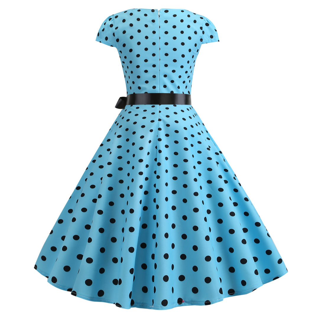 Robe Swing Vintage Femme avec Design à Pois et Ceinture de Taille Chic & Stil