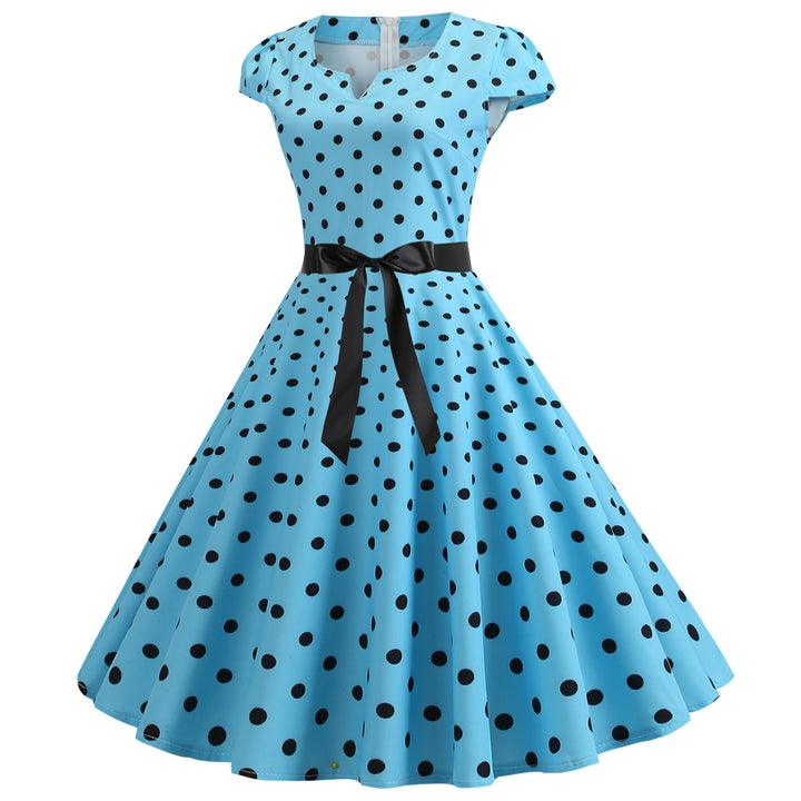 Robe Swing Vintage Femme avec Design à Pois et Ceinture de Taille Chic & Stil