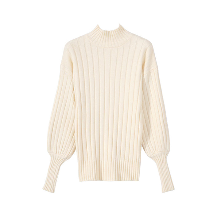 Thick knit sweater for women with high collar and textured design Lune London