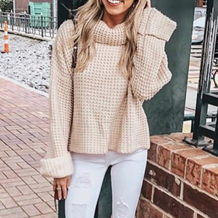 Pull chunky pour femmes avec col haut et manches volumineuses Chic & Stil
