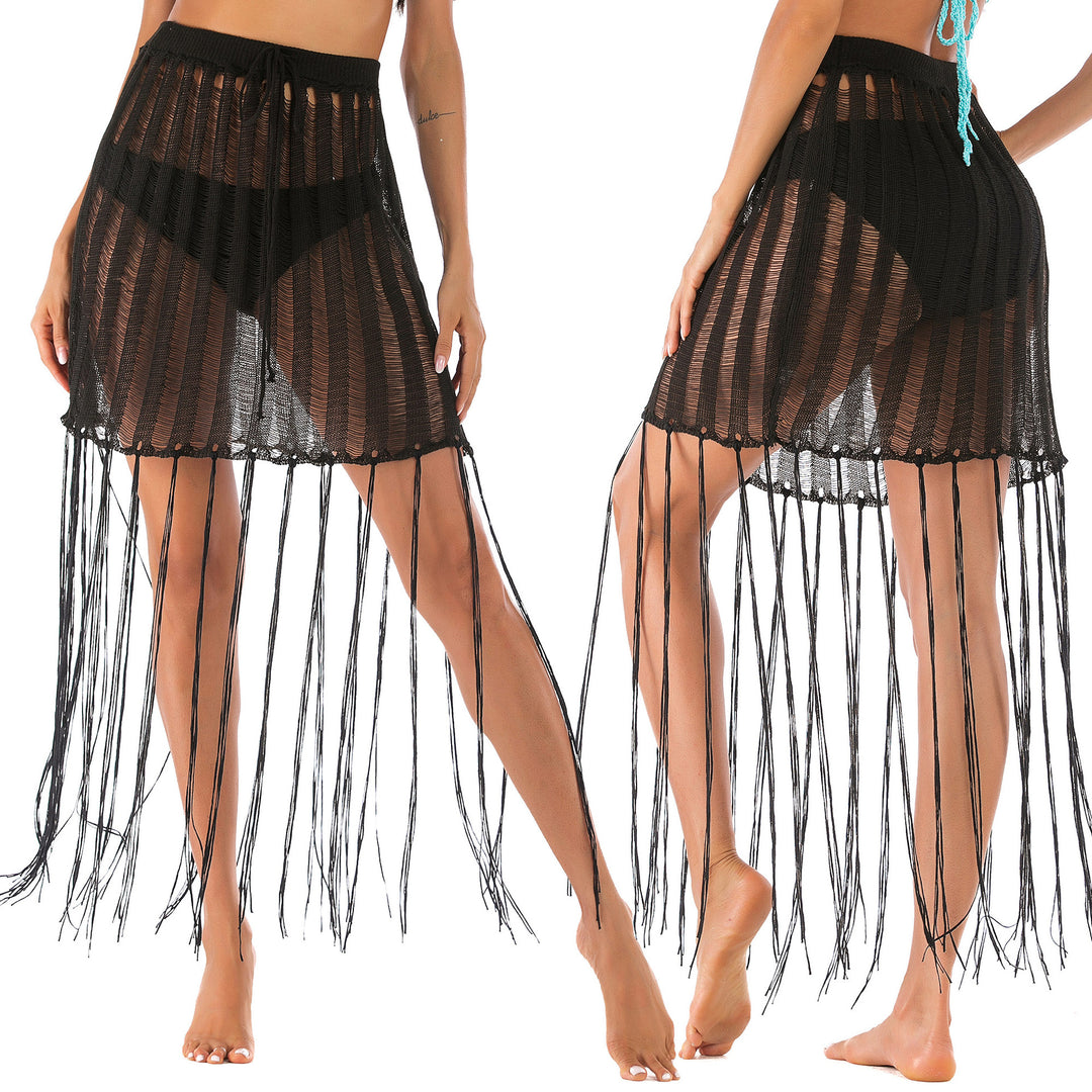 Fringe crochet beach skirt for women Lune London