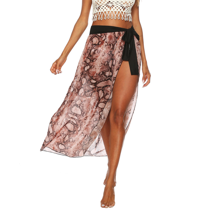 Lune London women's sheer fabric snake print beach skirt