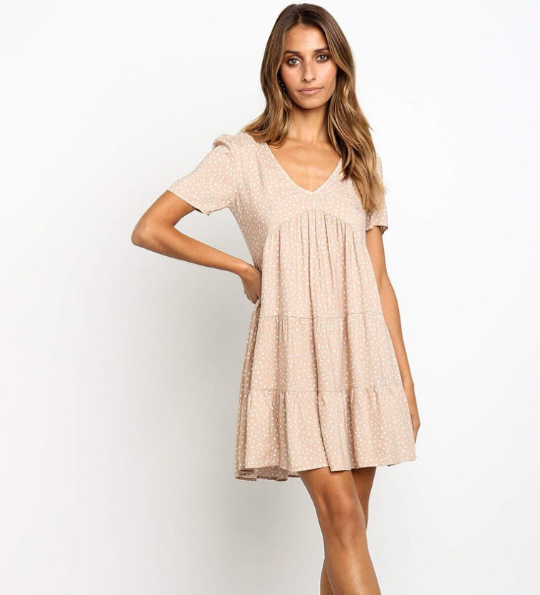 Robe en coton à manches courtes etjouable pour femme avec jupe volumineuse Chic & Stil