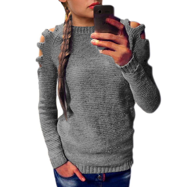 Fashionable knitted sweater for women with off-shoulder and refined details Lune London