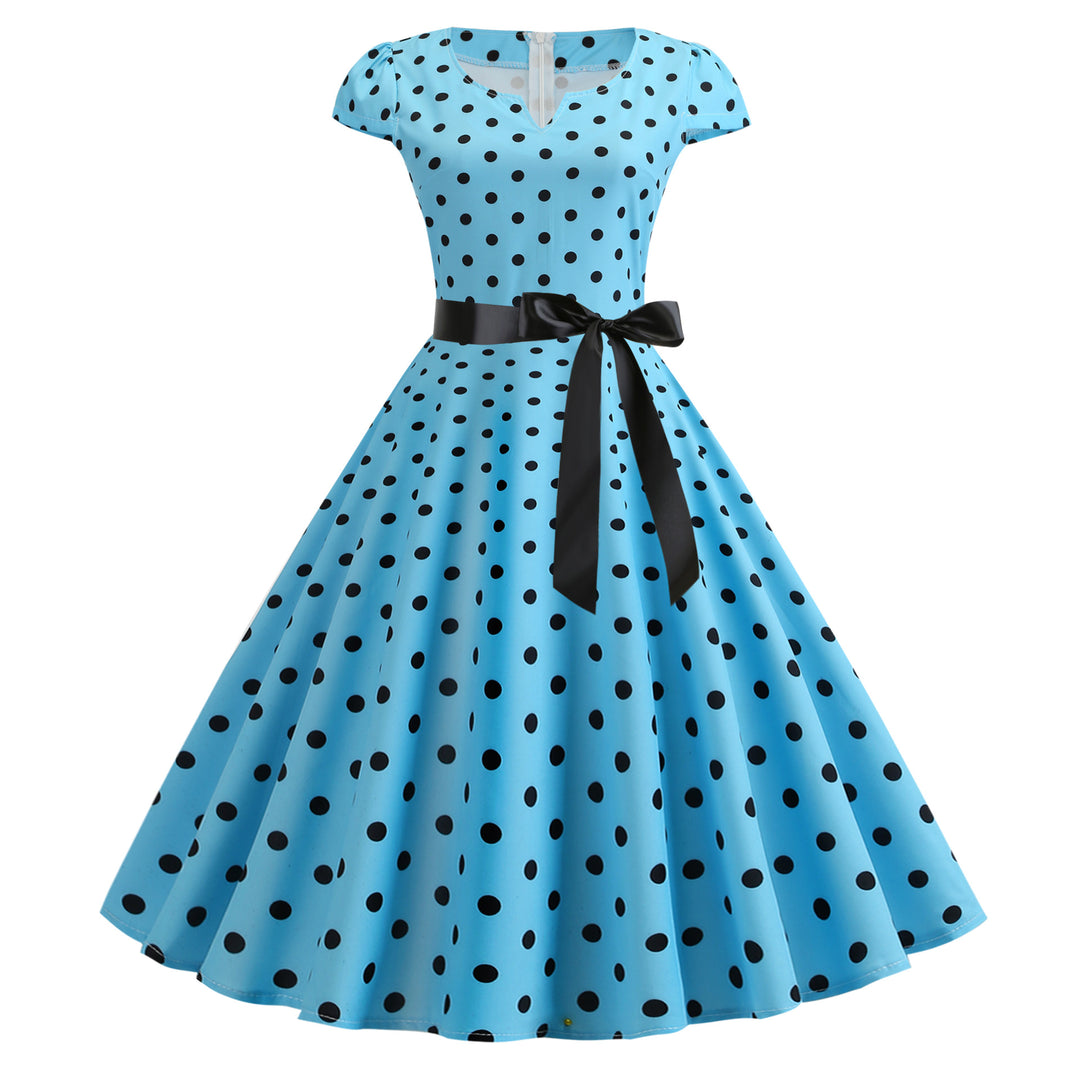 Robe Swing Vintage Femme avec Design à Pois et Ceinture de Taille Chic & Stil