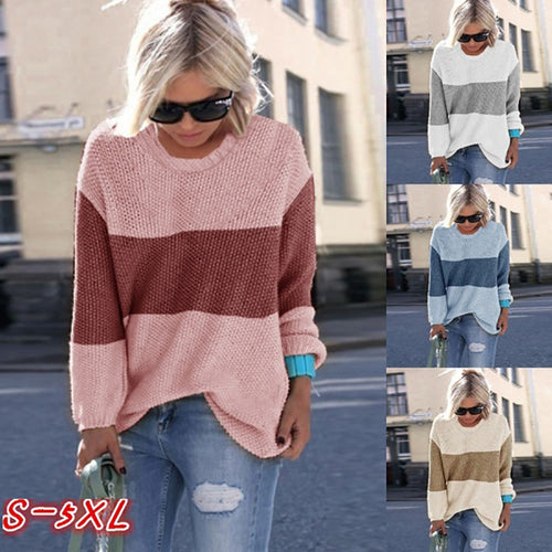 Chunky knit sweater for women with a relaxed fit and trendy striped pattern Lune London