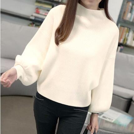 Women's sweater with voluminous sleeve finishes and a high collar Lune London