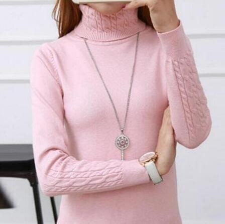 Fine knit sweater for women with high collar and cable knit pattern Lune London